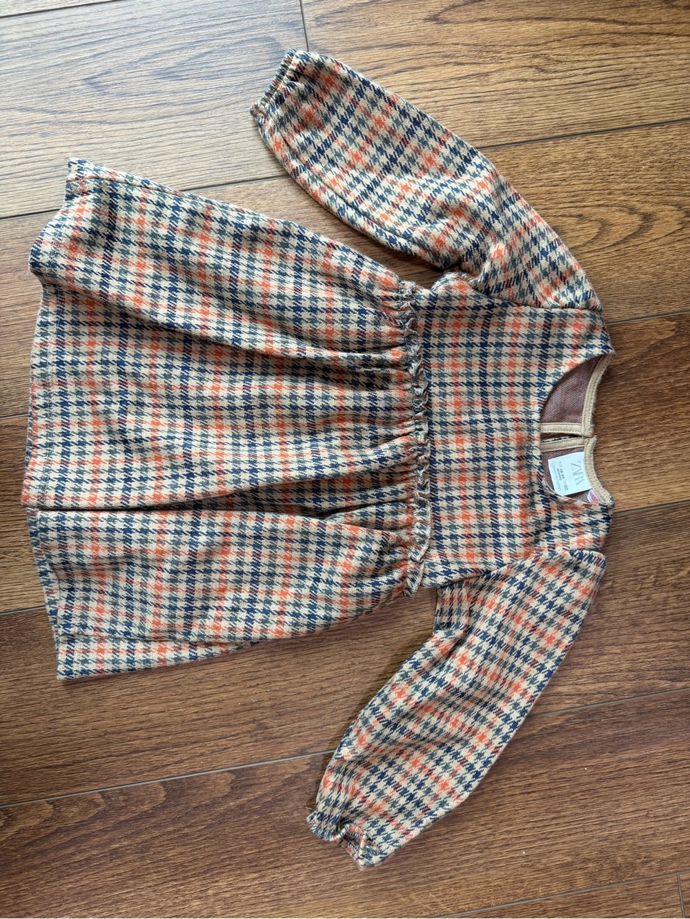 Zara Fall Plaid Long-Sleeve Dress - Kids